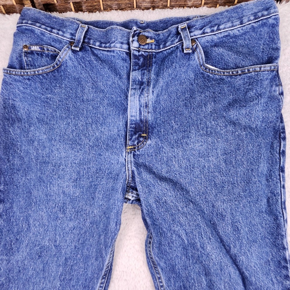 VTG Lee Jeans Mens 40x34 Blue Regular Fit Straight Leg Denim 90s Y2K Dad Work - Picture 5 of 7